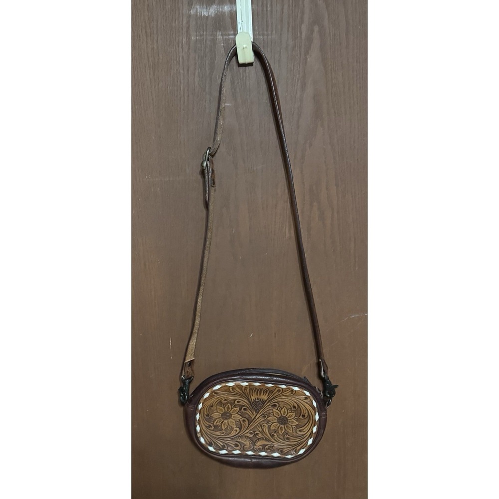 American Darling Squoval Hand Tooled Flowers Leather Bag Smells Amazing TubA